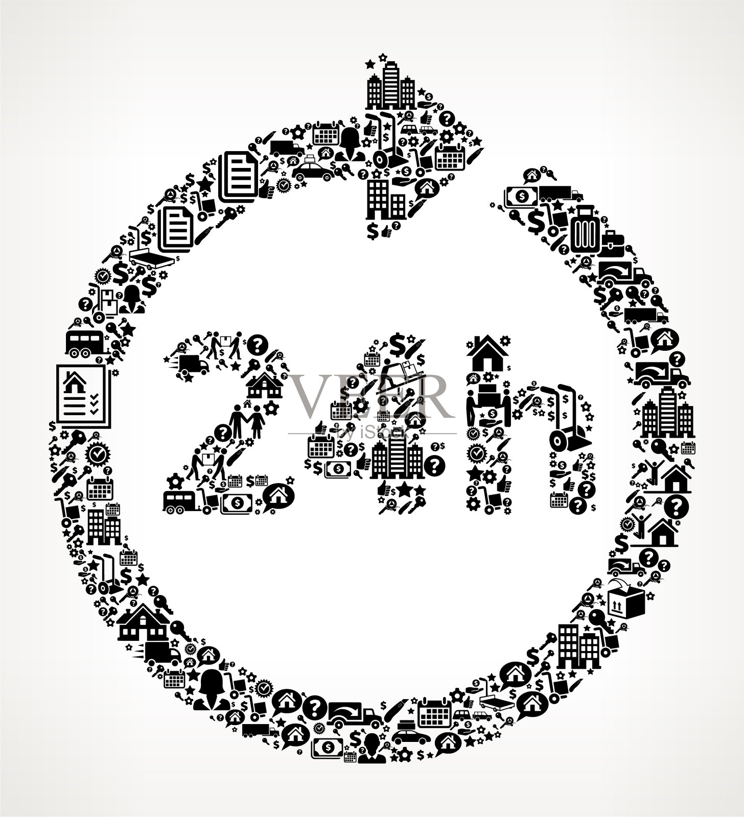 24小时服务搬迁和搬迁图标模式插画图片素材