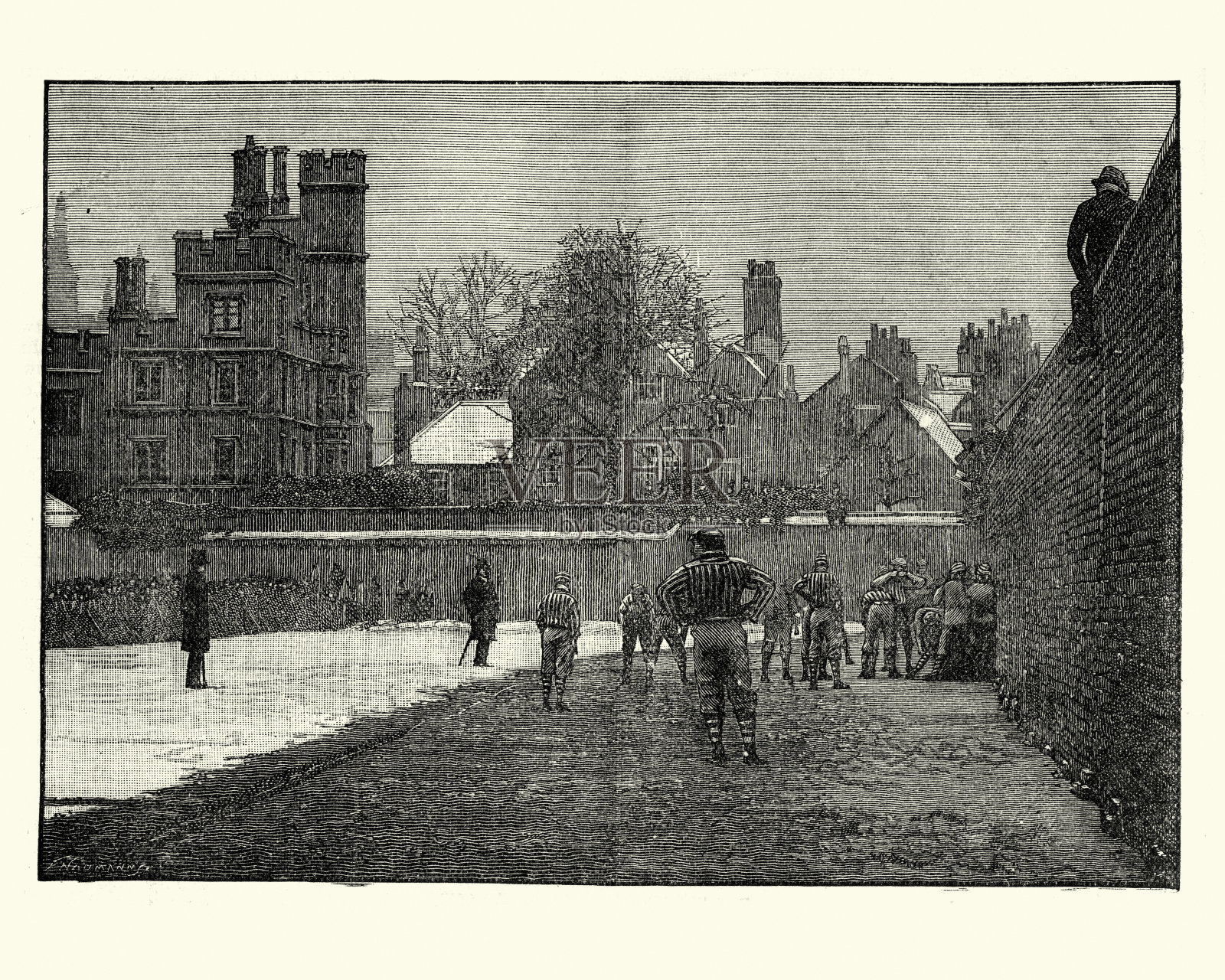 19世纪的伊顿墙游戏插画图片素材