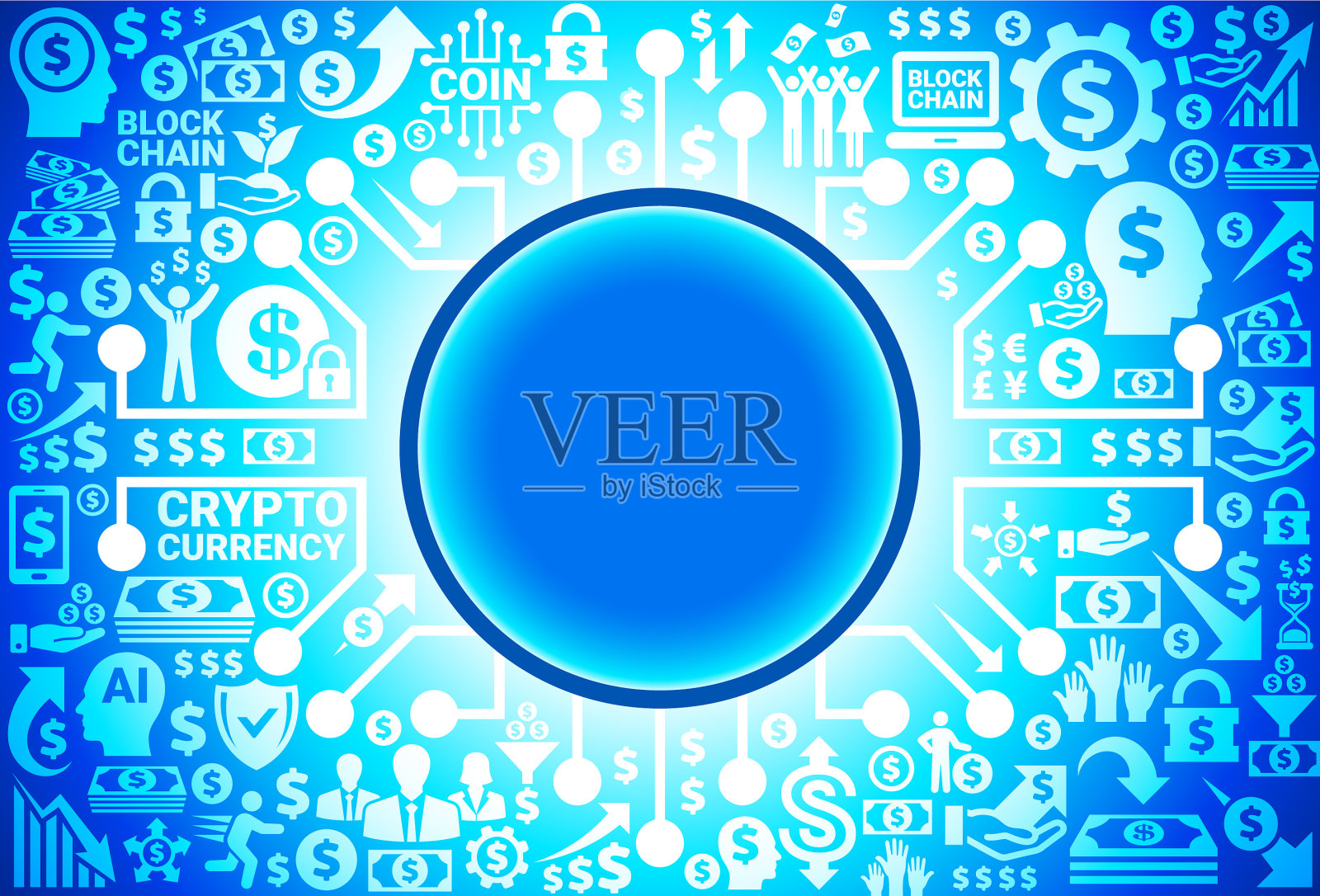 货币和加密货币背景上的家庭和怀孕图标插画图片素材