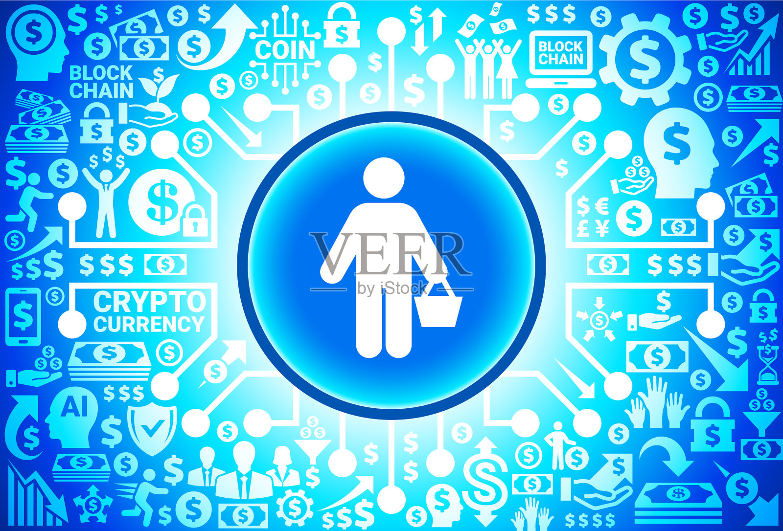 货币和加密货币背景购物图标插画图片素材