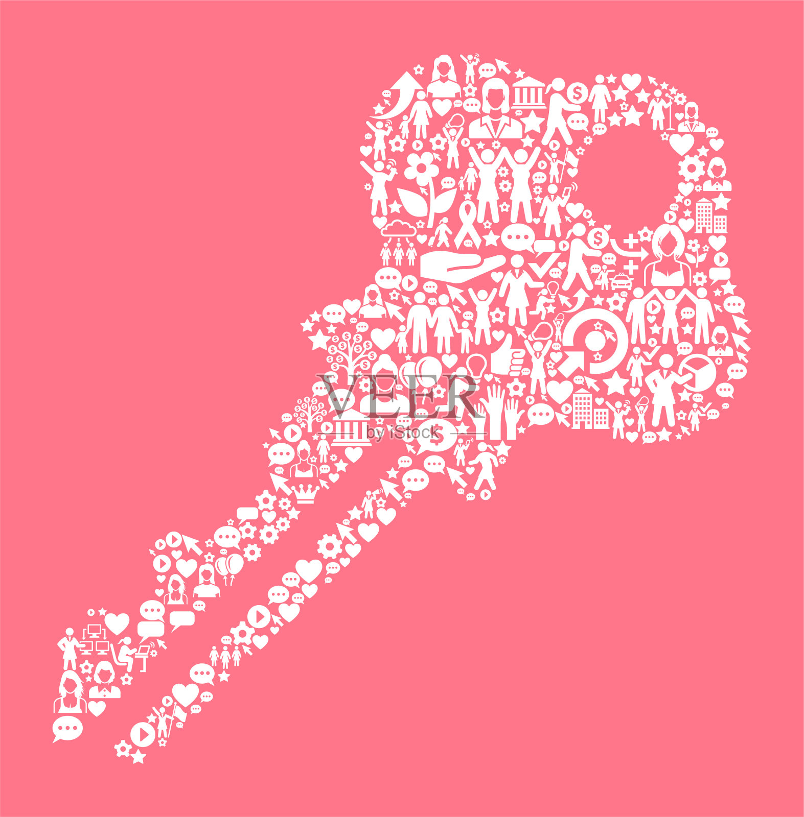 家庭关键妇女权利和女孩权力图标模式插画图片素材