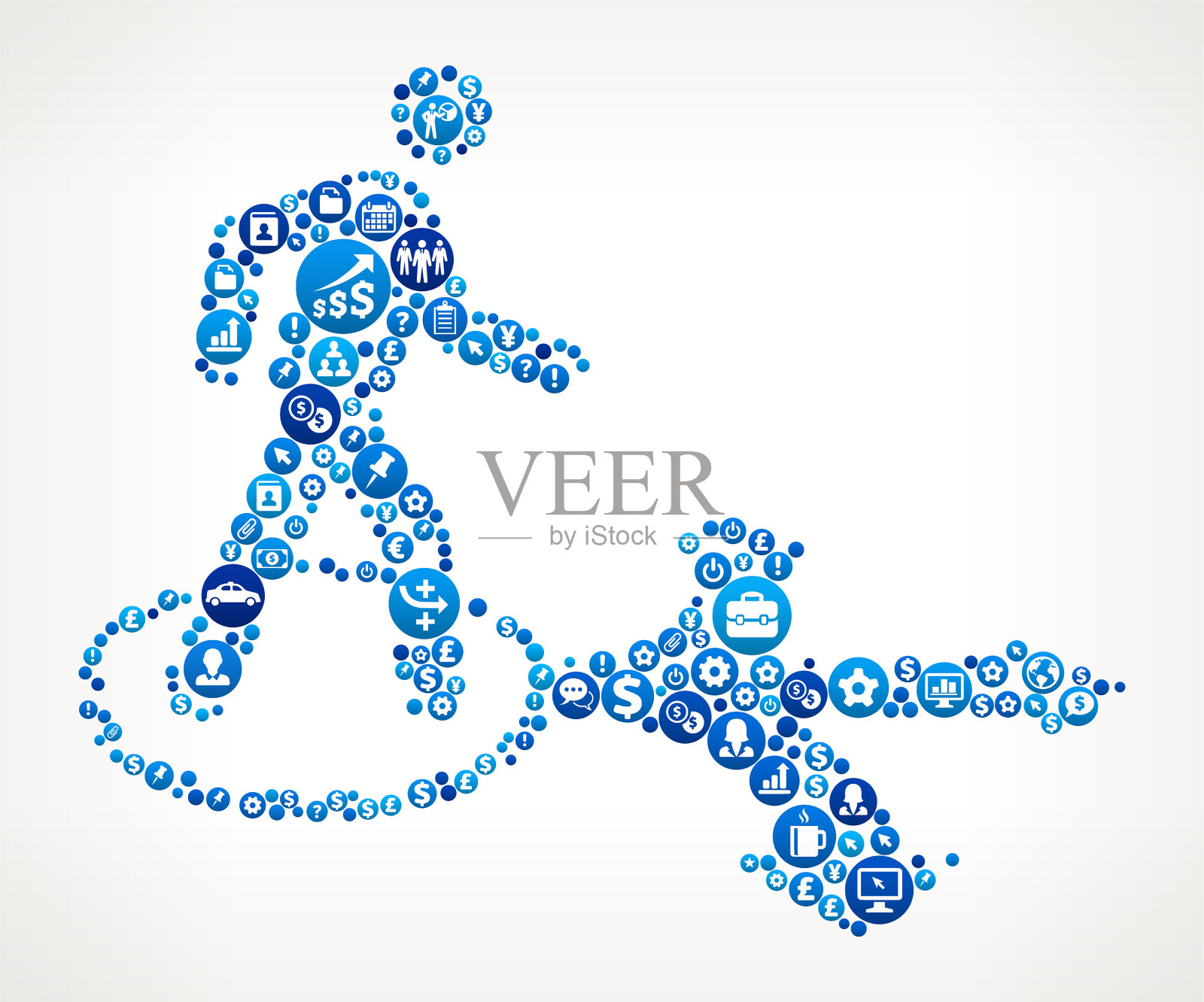 步行方向商业和金融蓝色图标模式插画图片素材