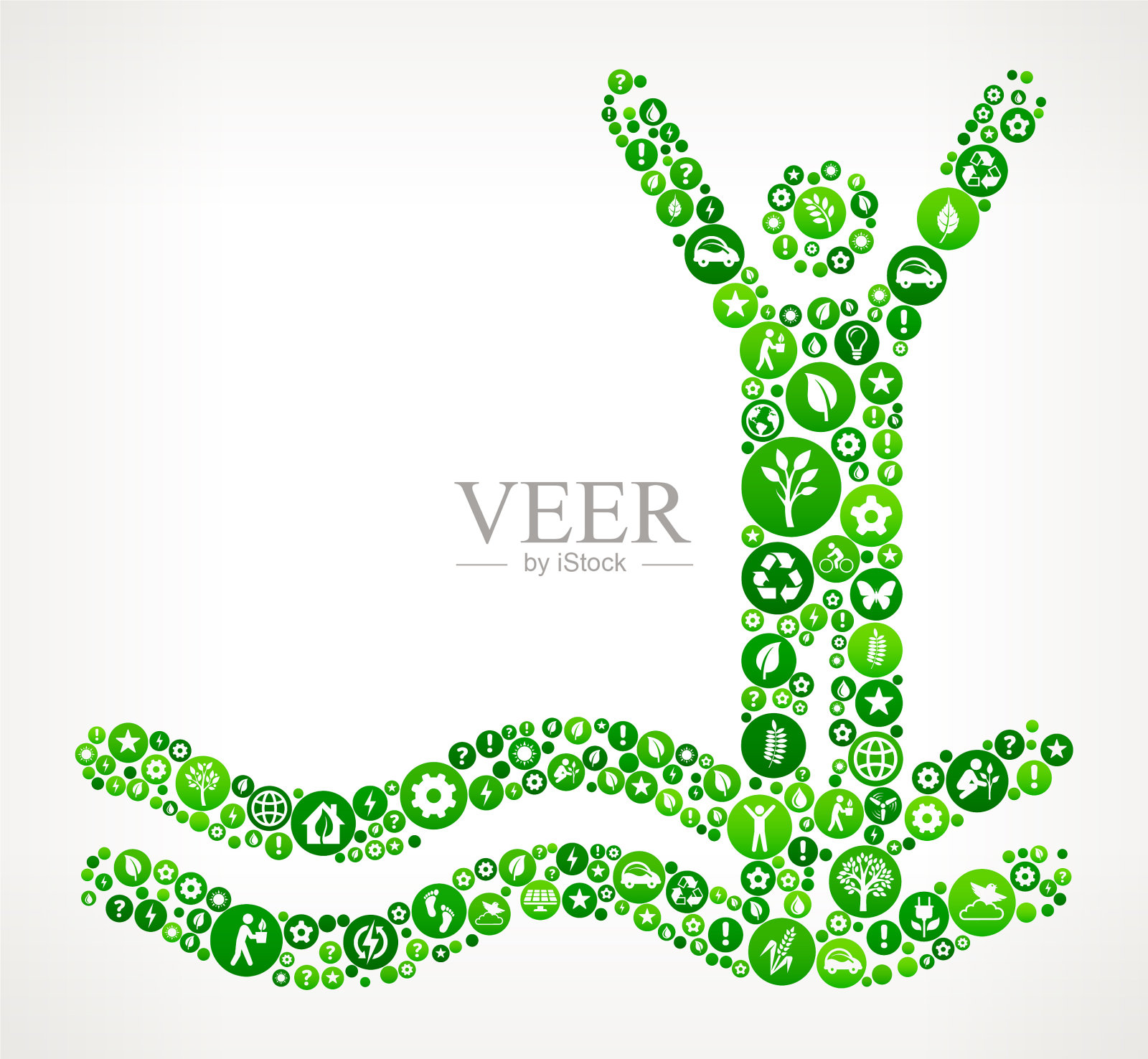 洪水中的简笔画：自然与环境保护图标插画图片素材