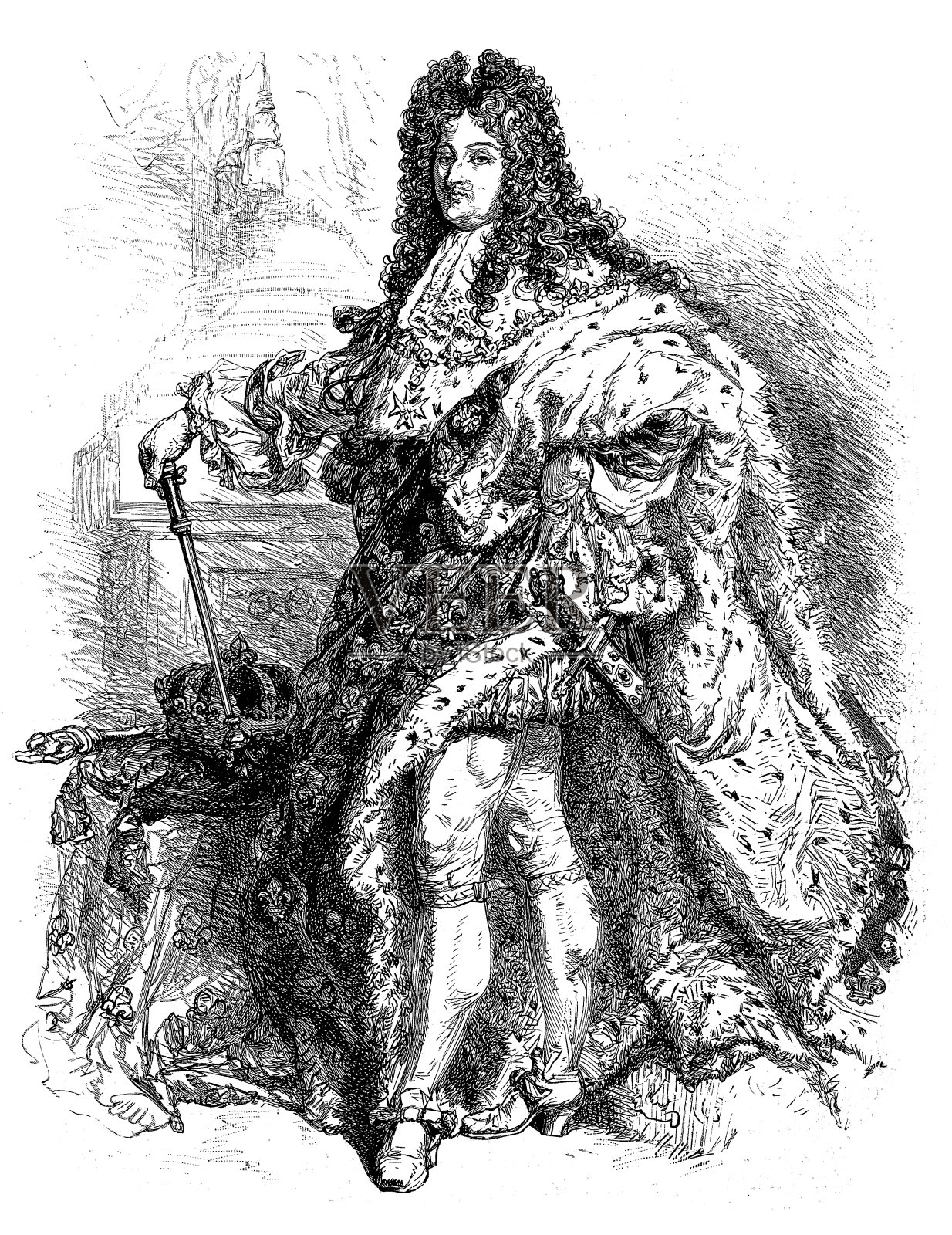 法国路易十四插画图片素材