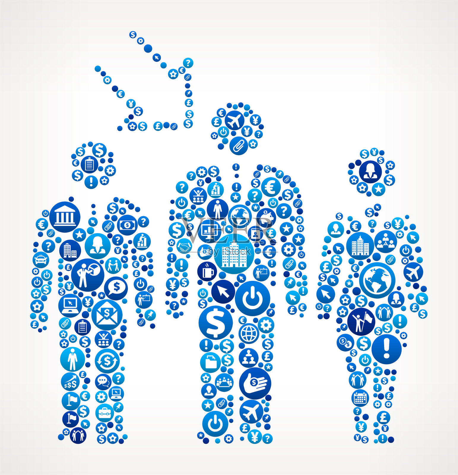 工作选择商业和金融蓝色图标模式插画图片素材