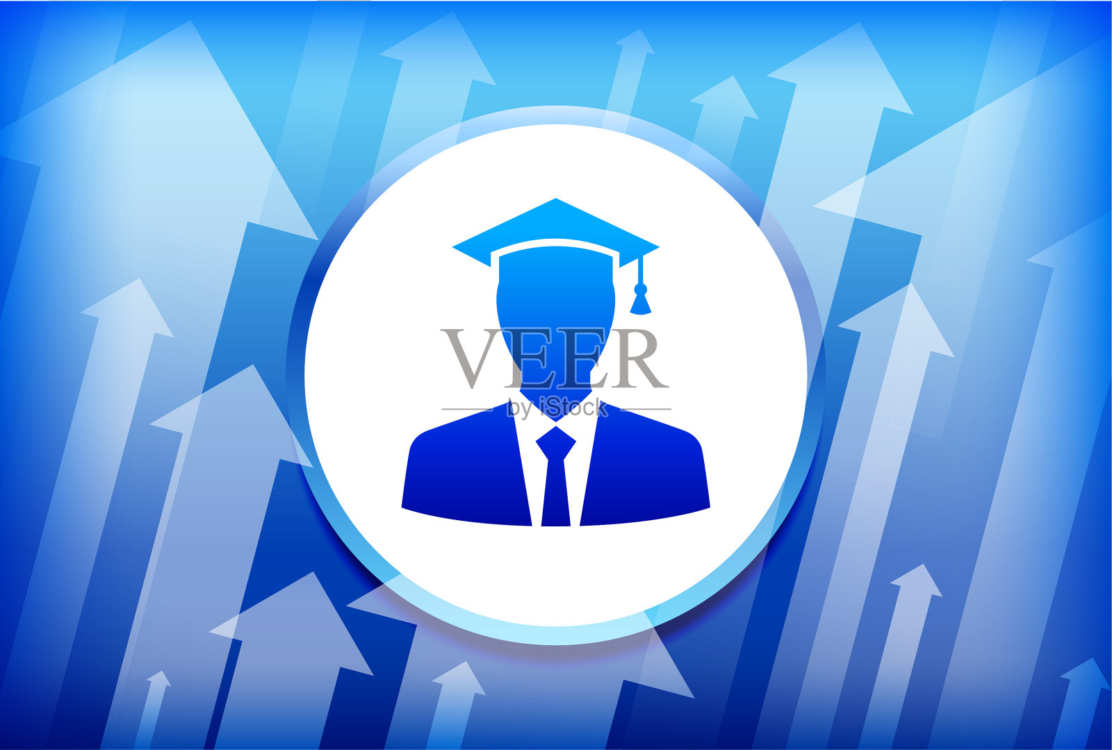 毕业面蓝色箭头背景插画图片素材