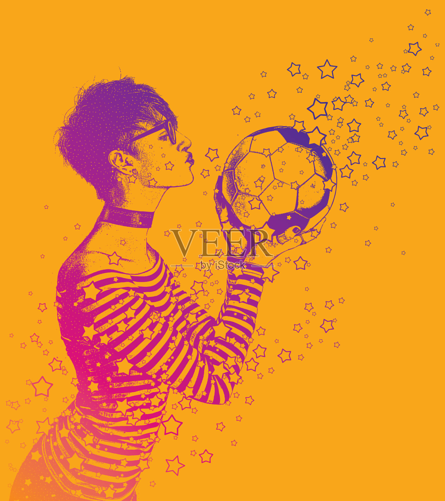 激动的女足球迷亲吻足球插画图片素材