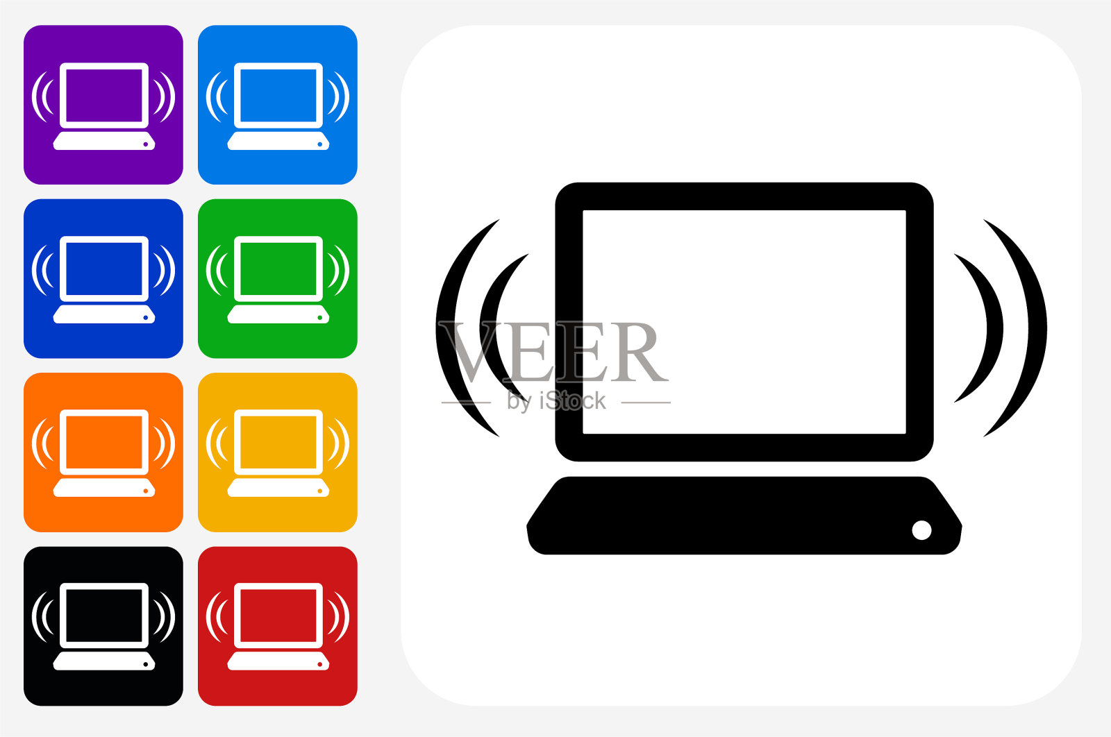 计算机信号图标正方形按钮设置插画图片素材