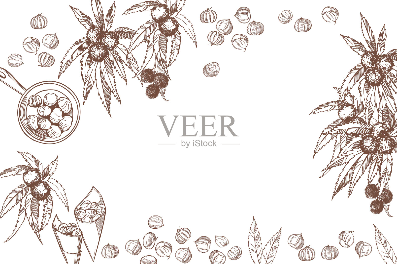 烤栗子做背景插画图片素材