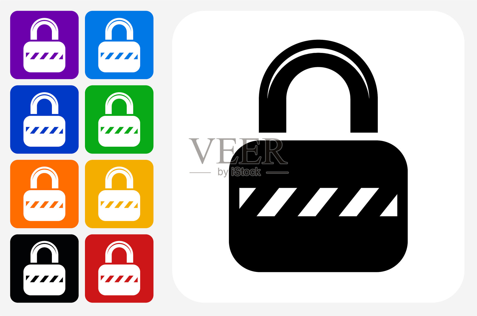 安全锁图标方形按钮设置插画图片素材