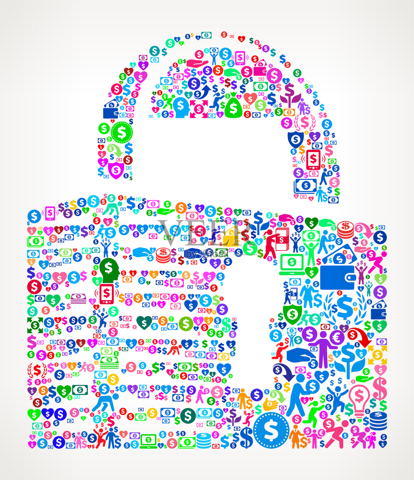安全锁定金钱矢量图标模式插画图片素材