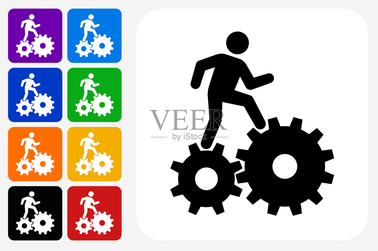 攀爬齿轮图标方形按钮设置插画图片素材