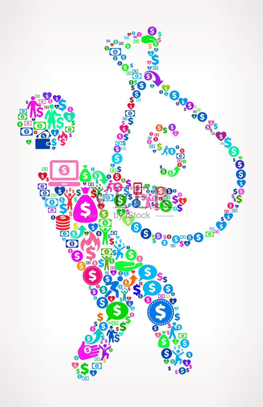 商人和大钱袋金钱矢量图标模式插画图片素材