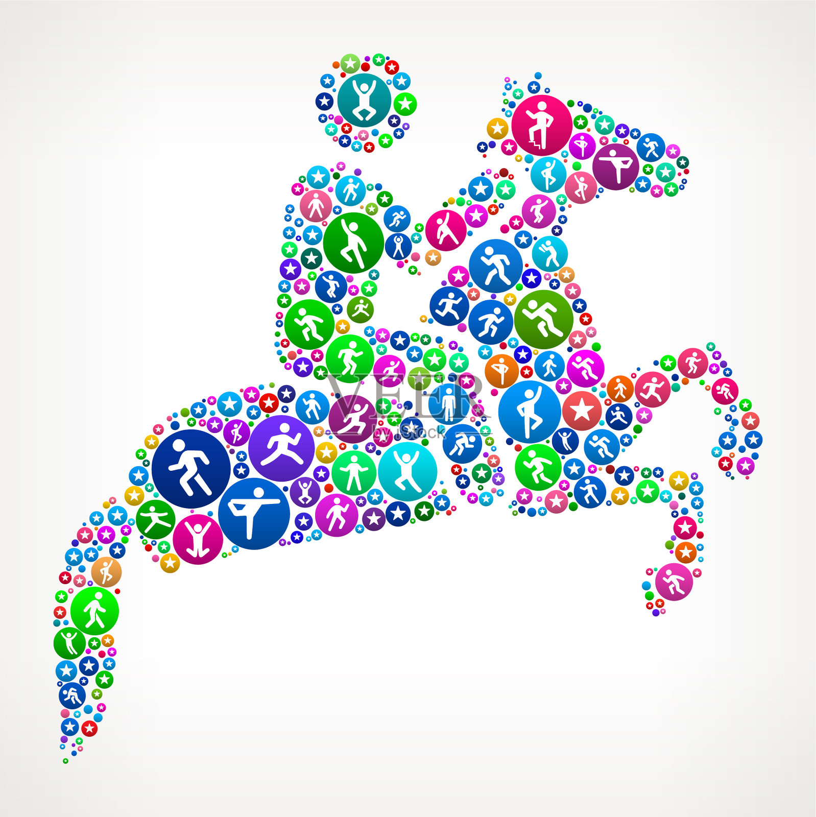 骑马的人在运动健身图标模式插画图片素材