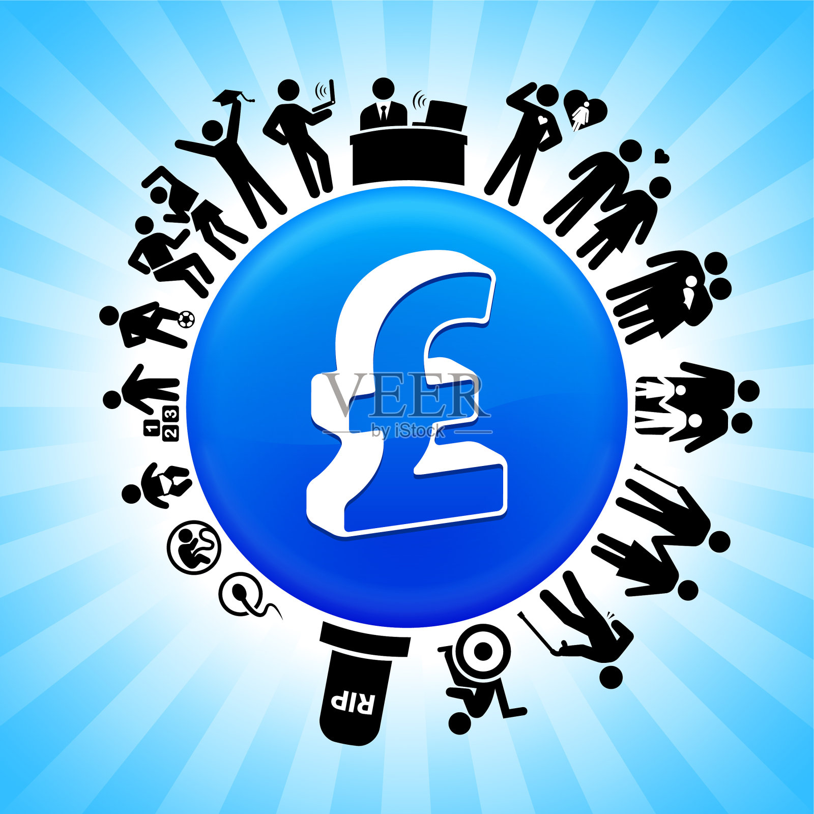 英镑符号生命周期阶段背景插画图片素材