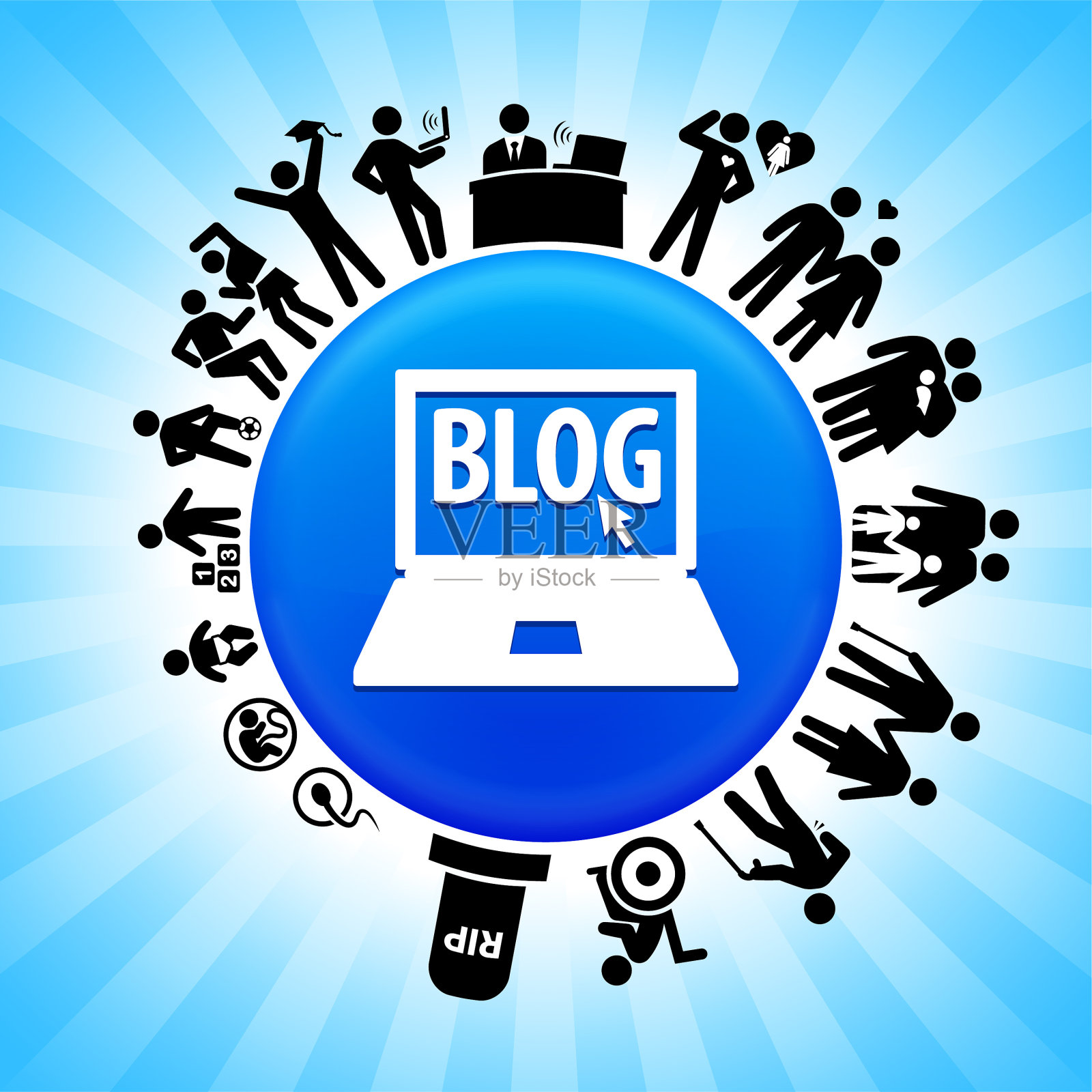 博客电脑生命周期阶段的生活背景插画图片素材