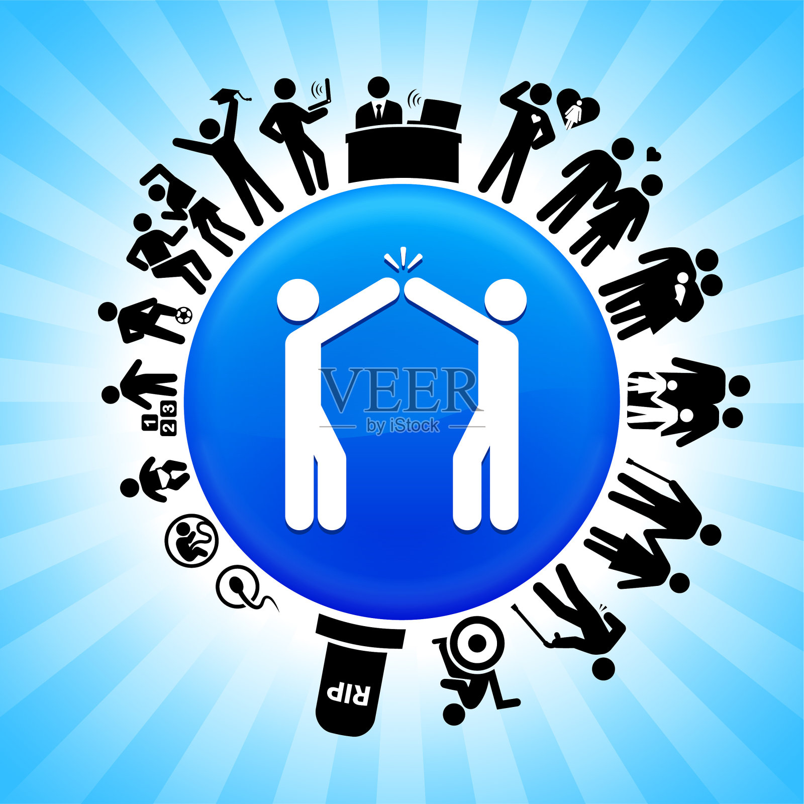 High Five生命周期阶段的生活背景插画图片素材