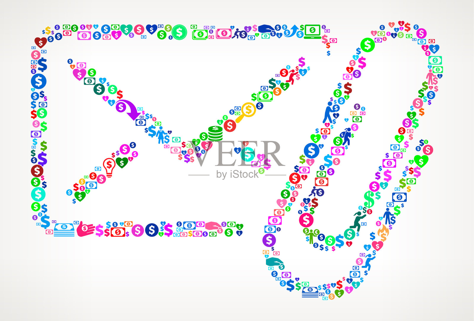 信件和回形针金钱矢量图标模式插画图片素材