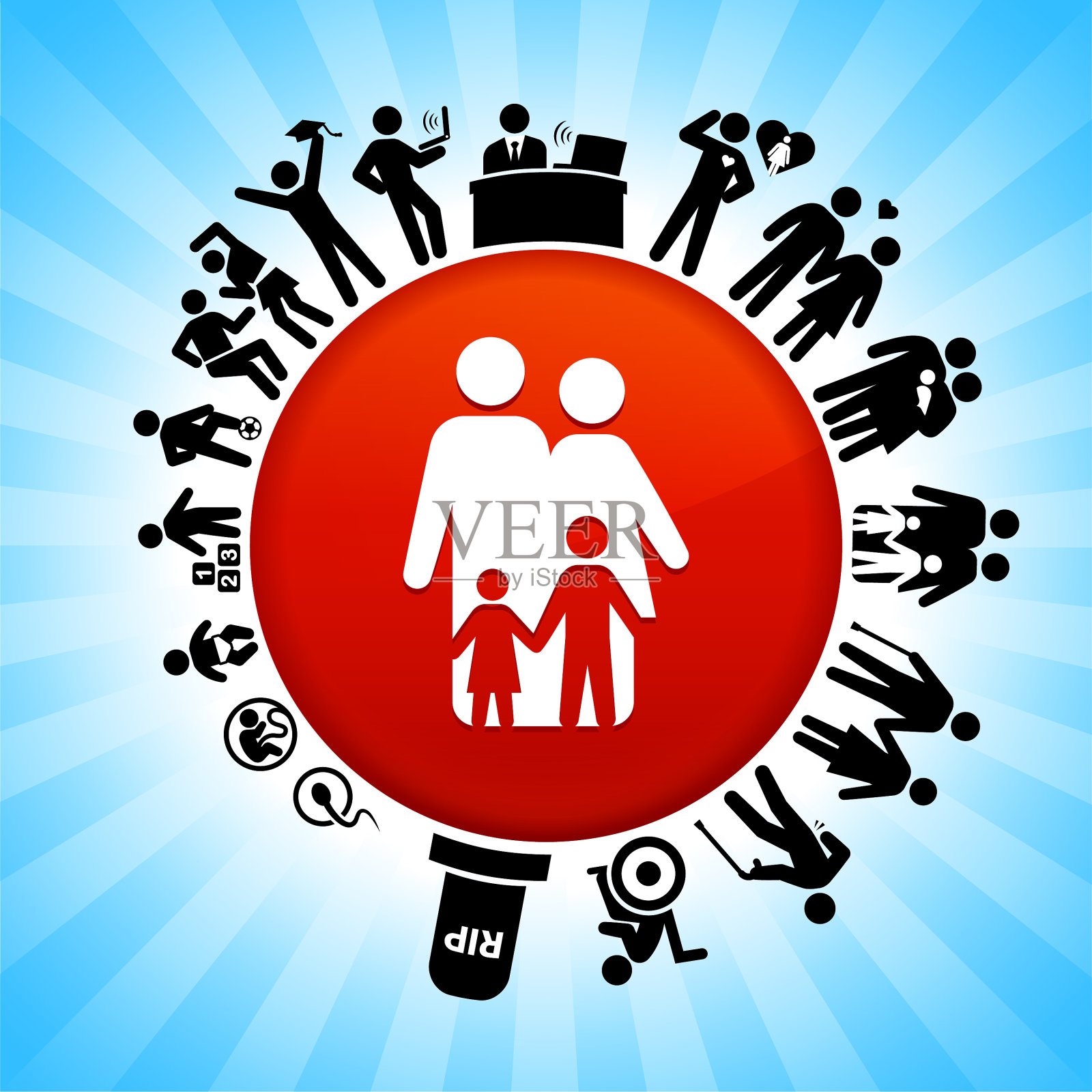 家庭生命周期阶段的生活背景插画图片素材