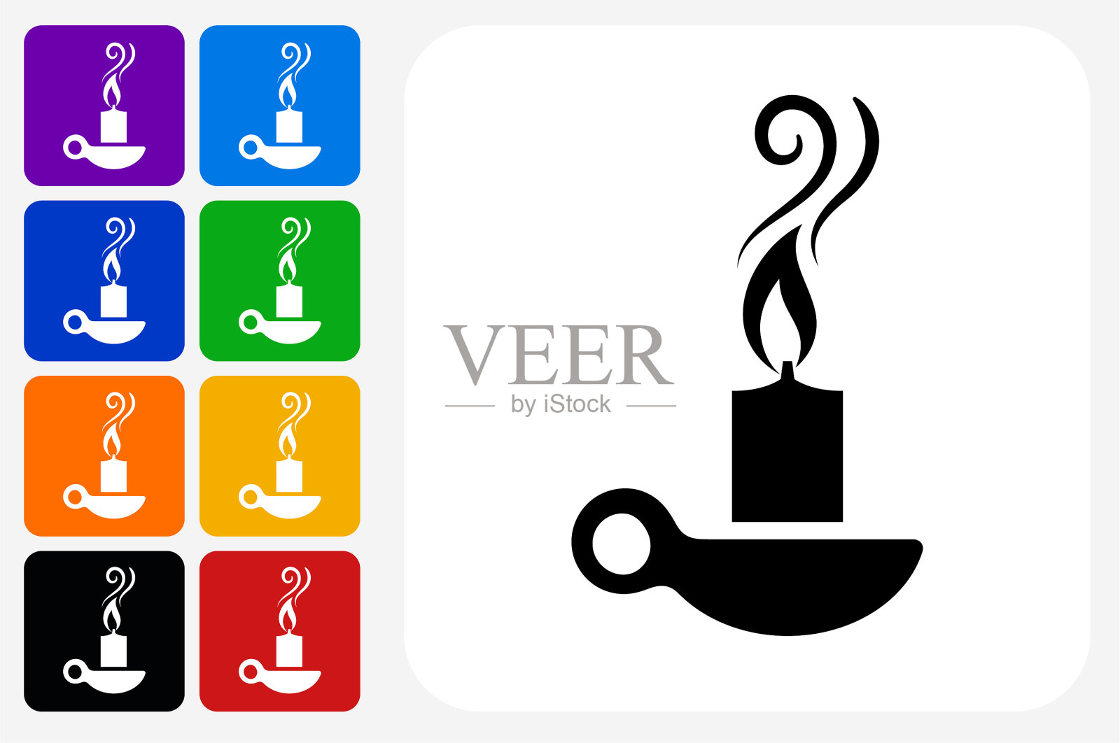 蜡烛图标方形按钮设置插画图片素材