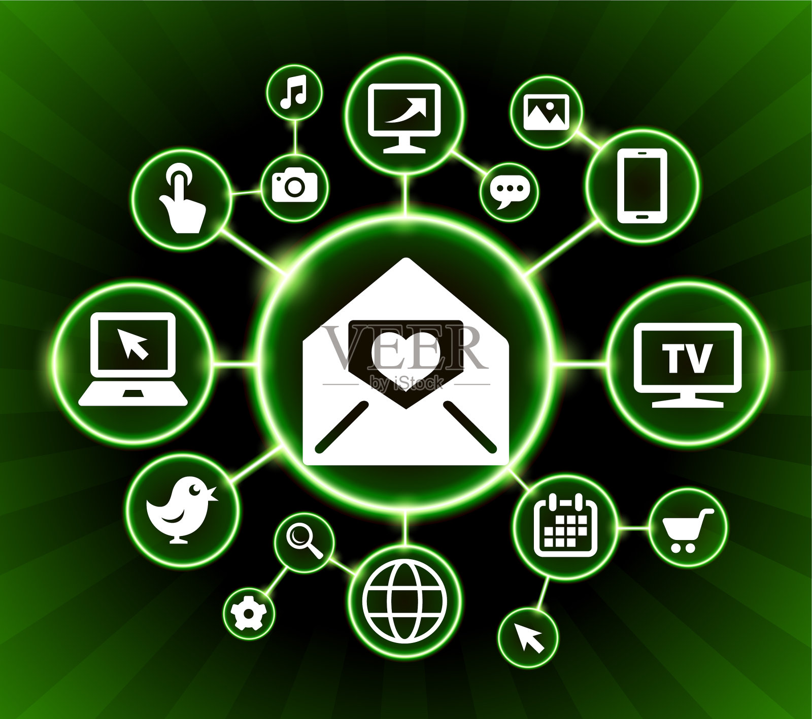 情书在信封互联网通信技术暗按钮背景插画图片素材