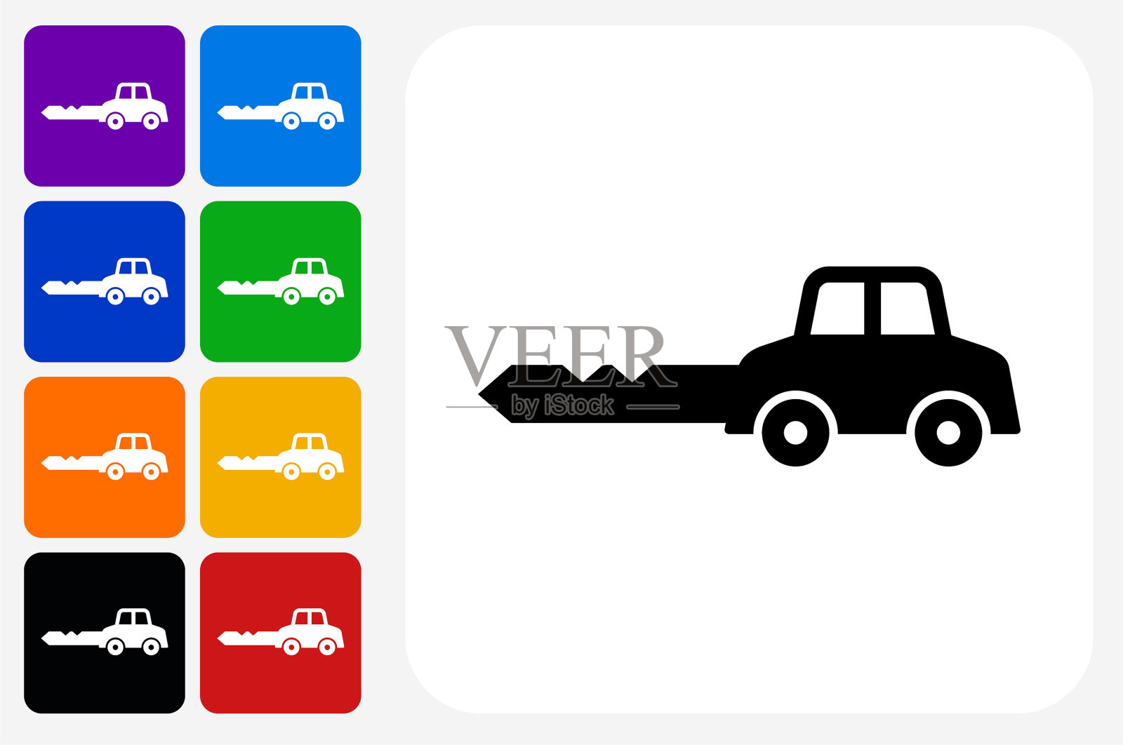 汽车钥匙图标方形按钮设置插画图片素材