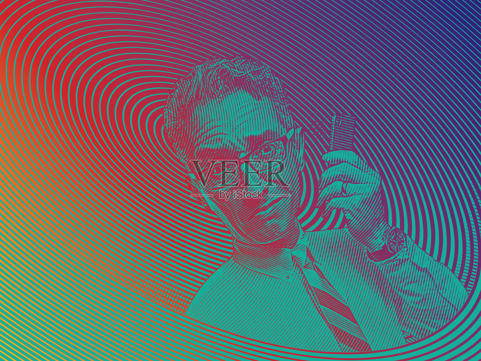 用手机交谈的沮丧商人插画图片素材