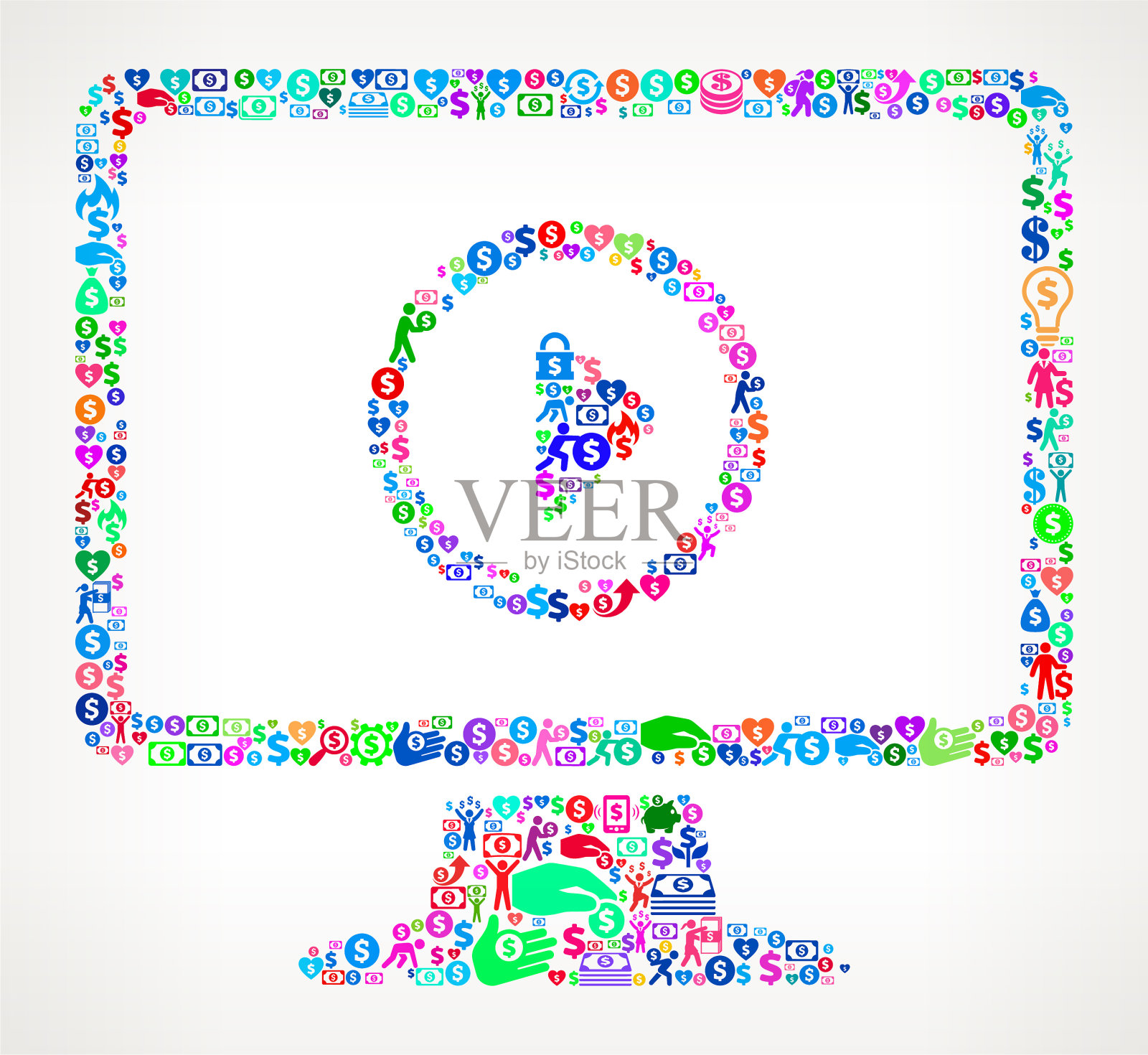 电视金钱矢量图标图案插画图片素材