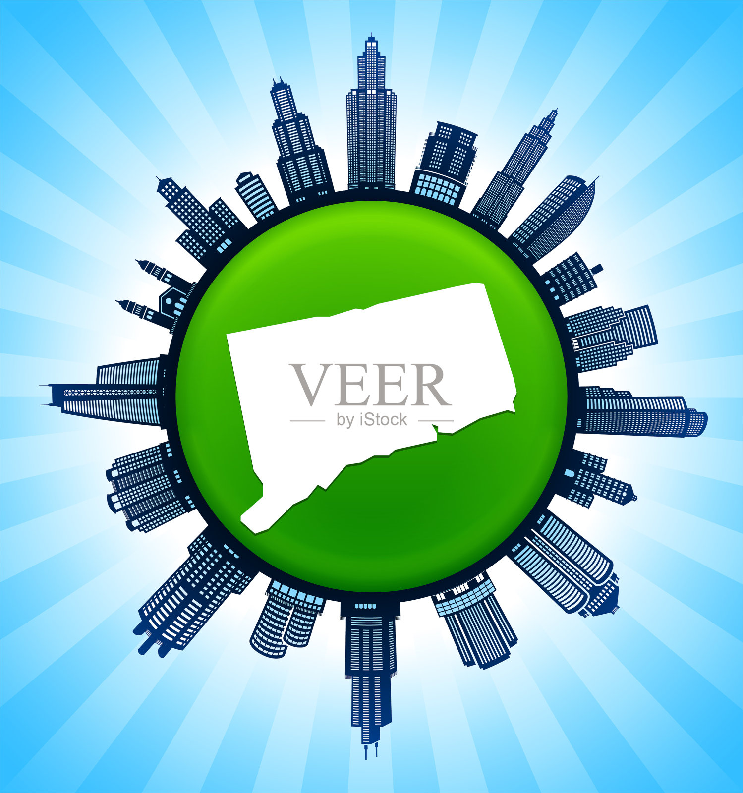 康涅狄格州地图绿色环境保护城市天际线背景插画图片素材