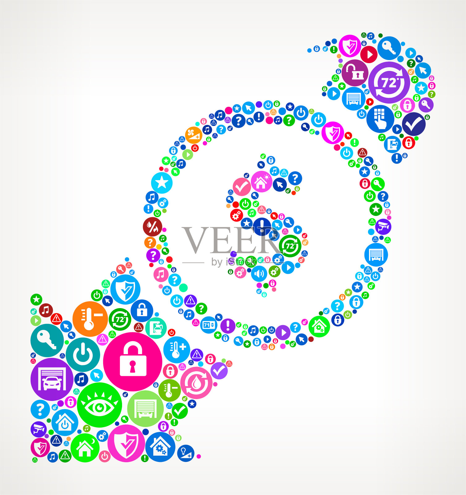 减少美元率家庭自动化技术图标模式插画图片素材