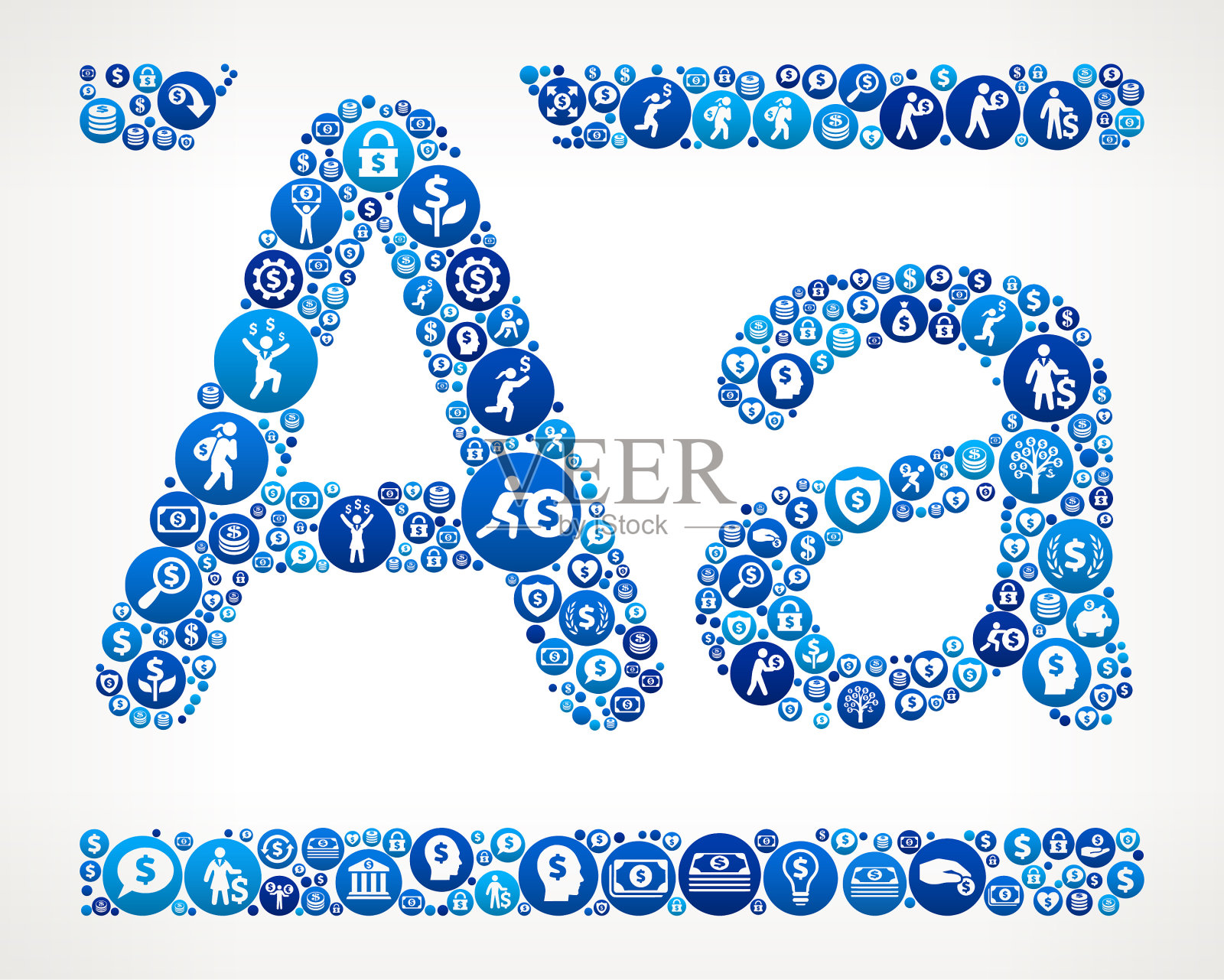 字母一钱蓝色图标图案背景插画图片素材