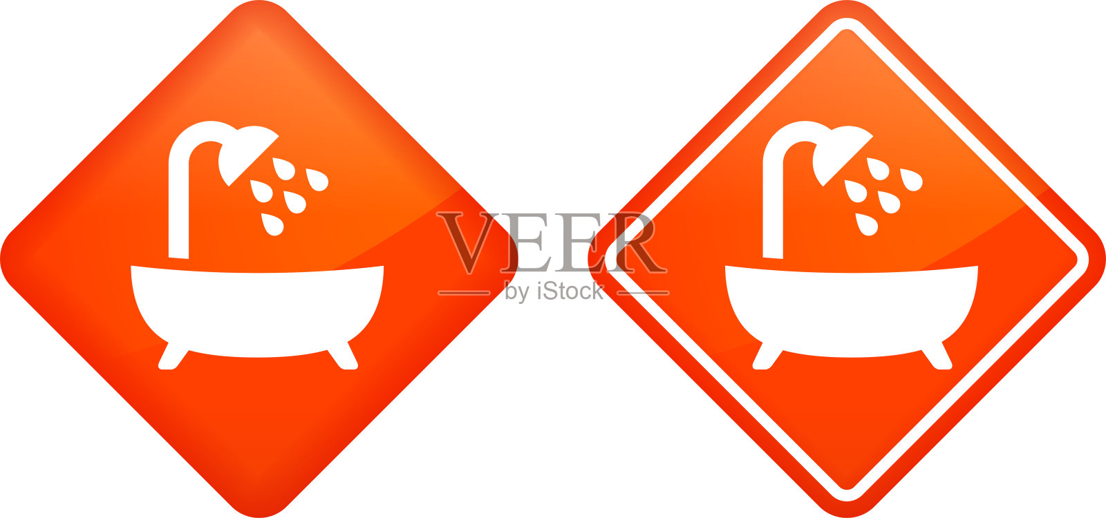 浴缸和淋浴图标插画图片素材