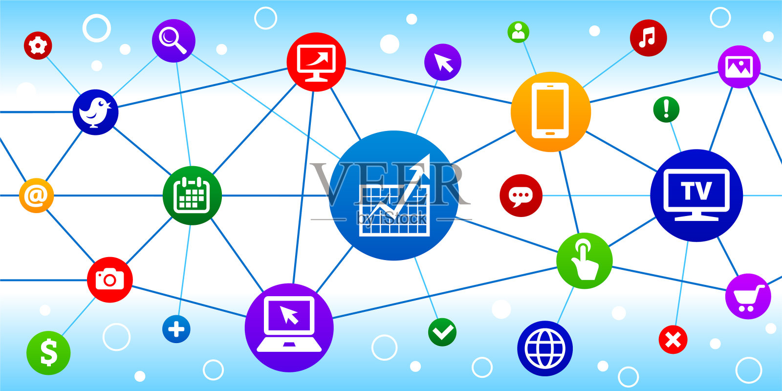 图表与进展箭头互联网通信技术三角节点格局背景插画图片素材