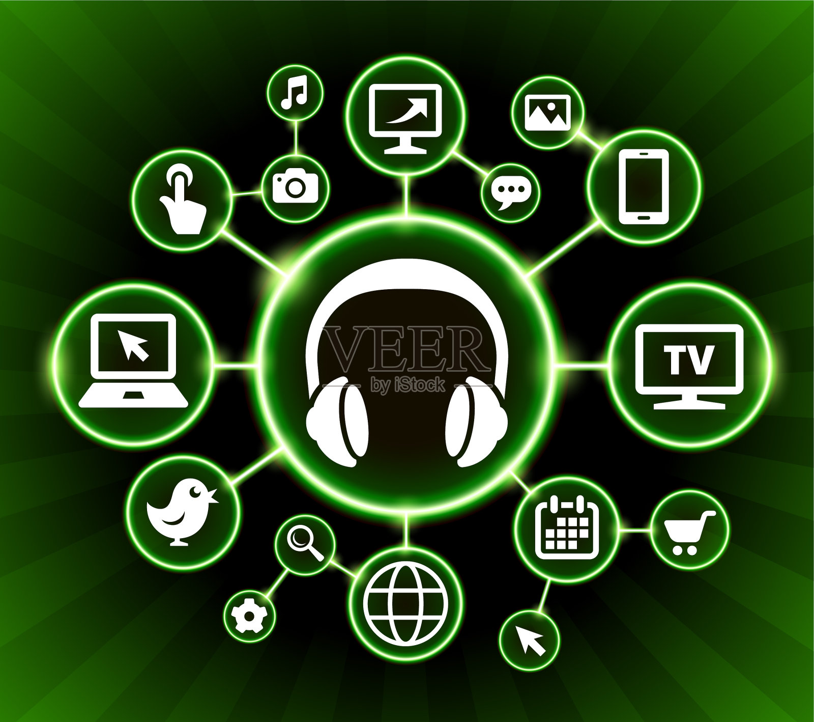 耳机互联网通讯技术暗按钮背景插画图片素材