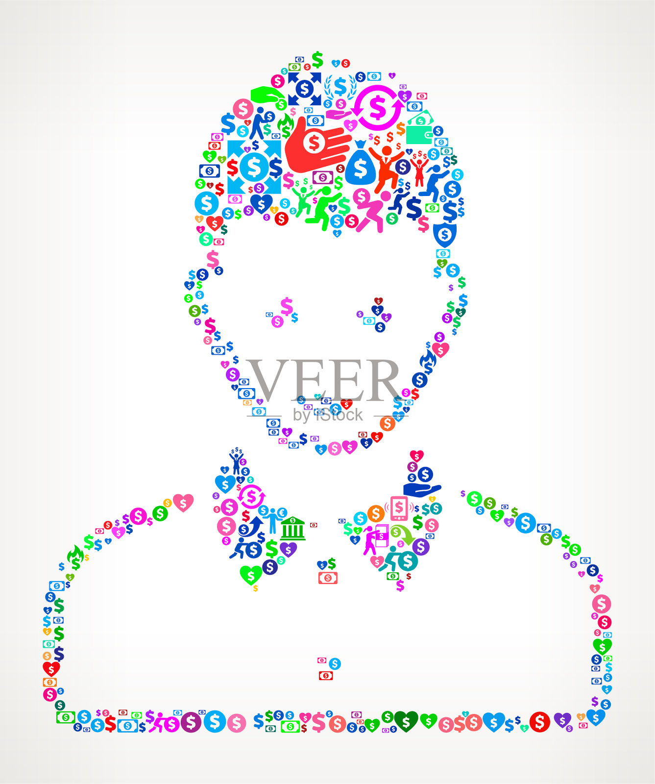 女人脸部金钱矢量图标图案插画图片素材