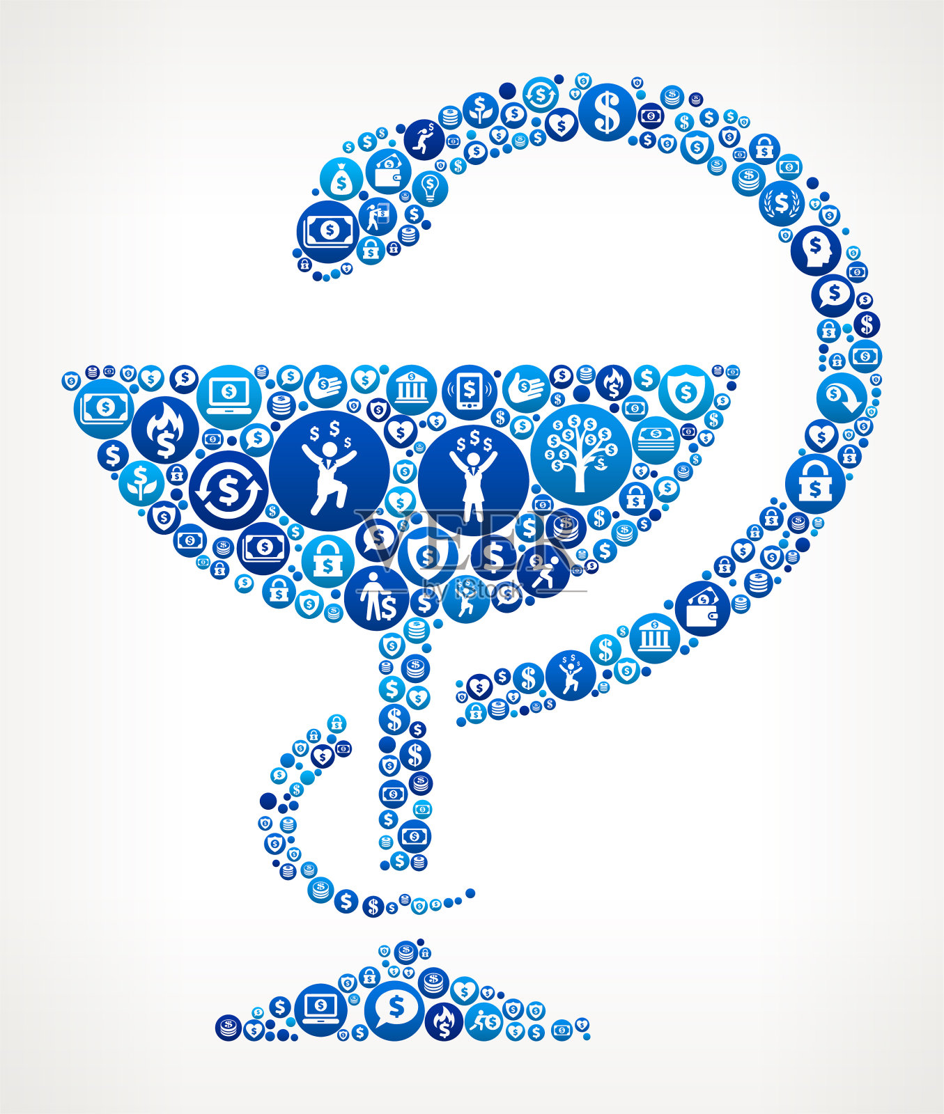 医药杯和蛇钱蓝色图标图案背景插画图片素材