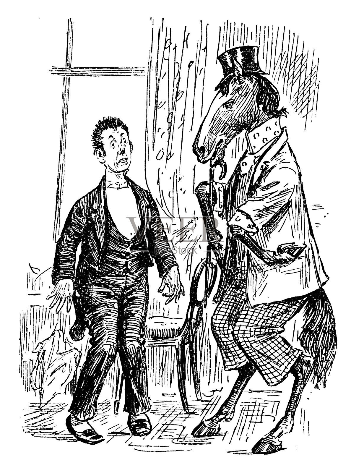 英国伦敦讽刺漫画漫画漫画插图人的马插画图片素材