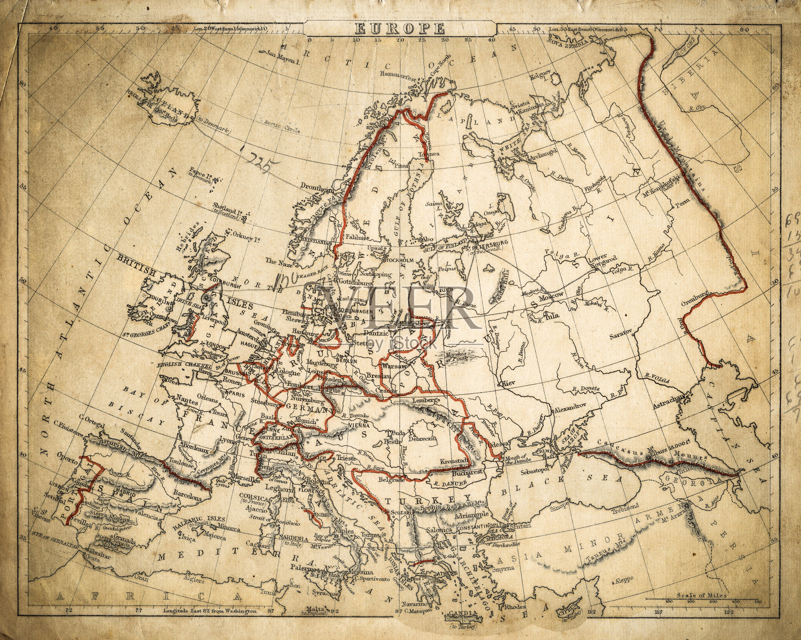 1869年的欧洲地图插画图片素材