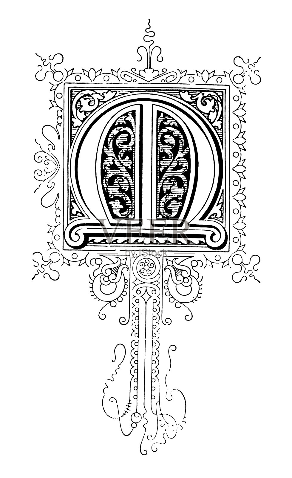 华丽的字母M插画图片素材