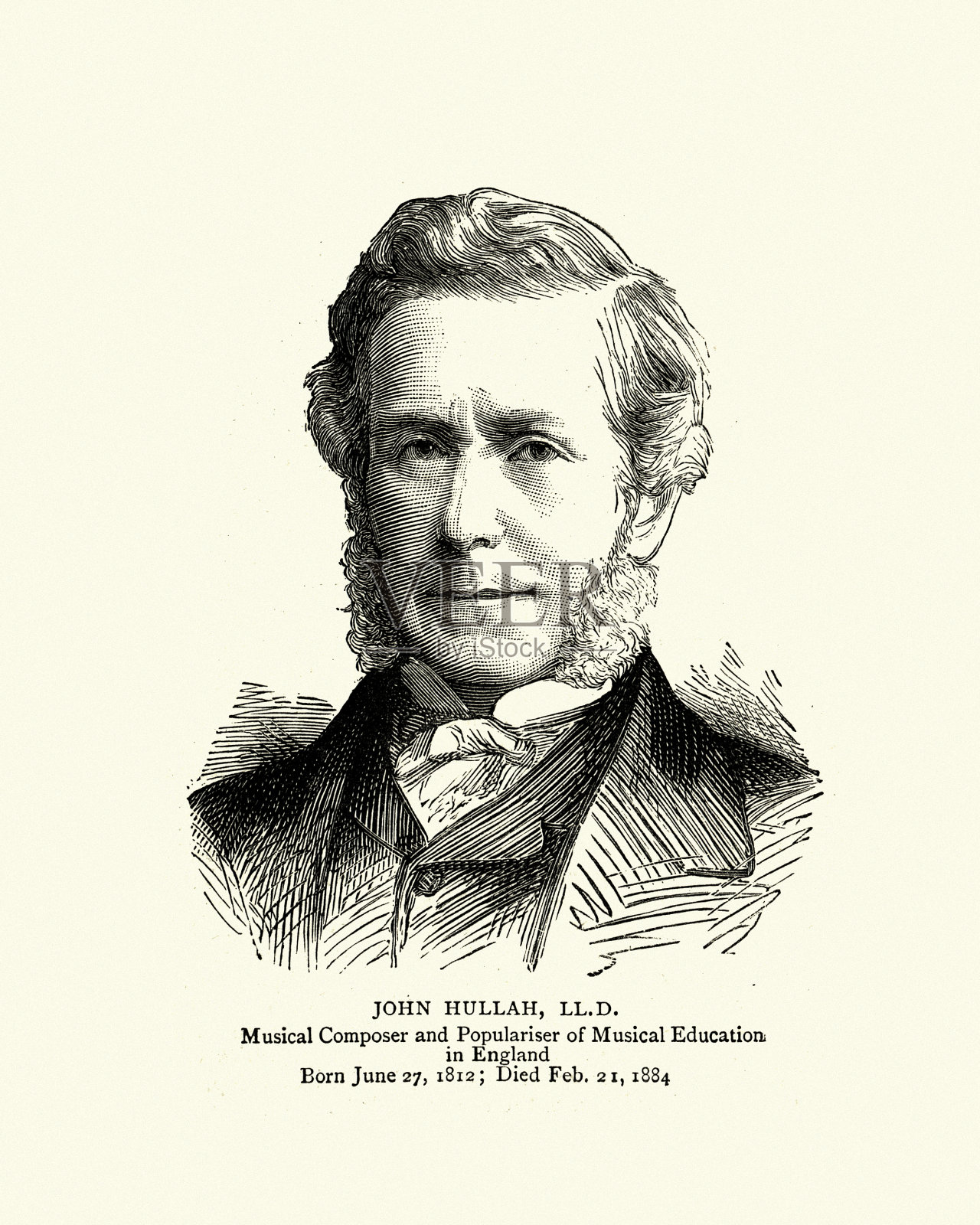 约翰·派克·胡拉，英国作曲家和音乐教师插画图片素材