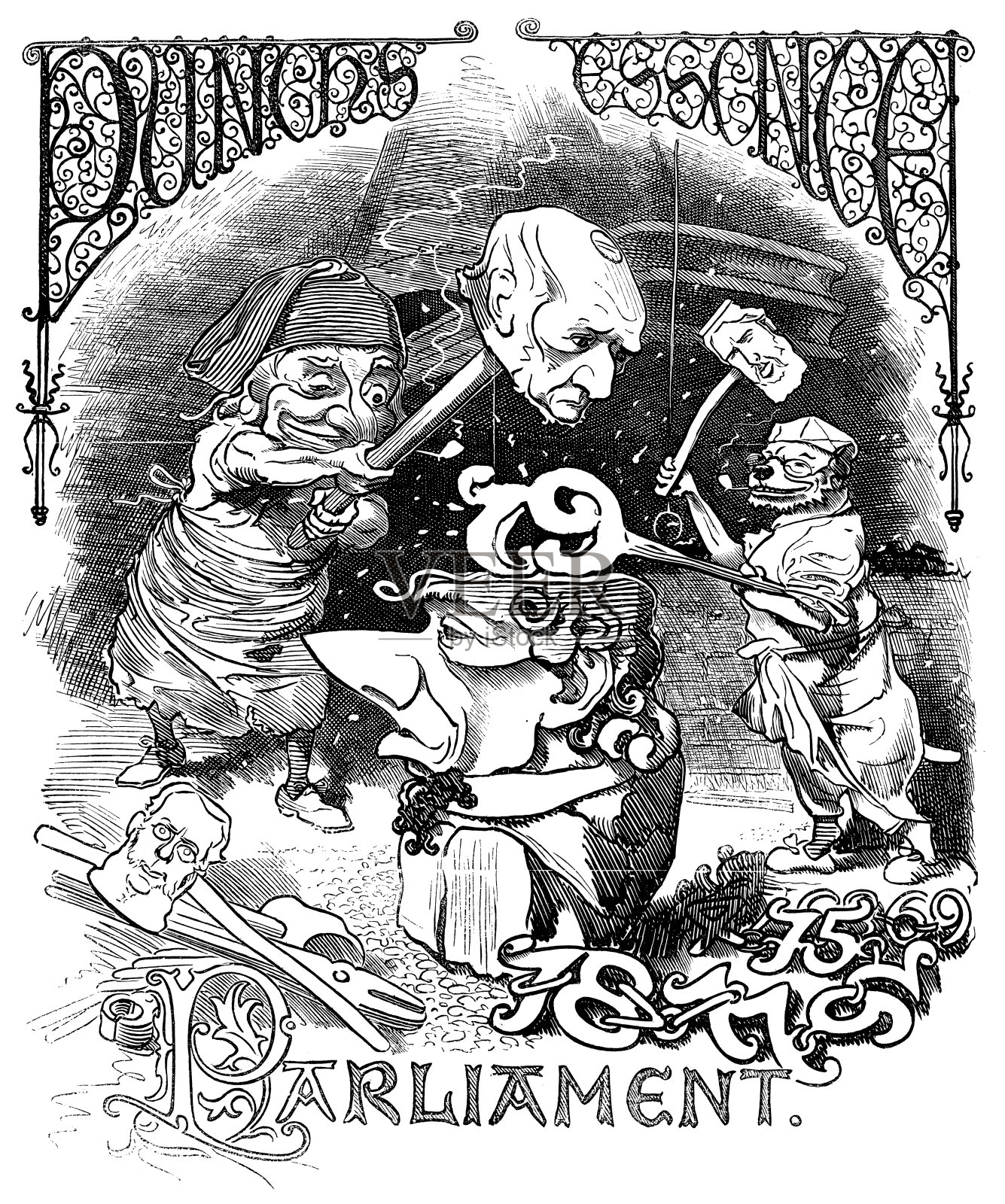 英国伦敦讽刺漫画漫画漫画插图:铁砧插画图片素材