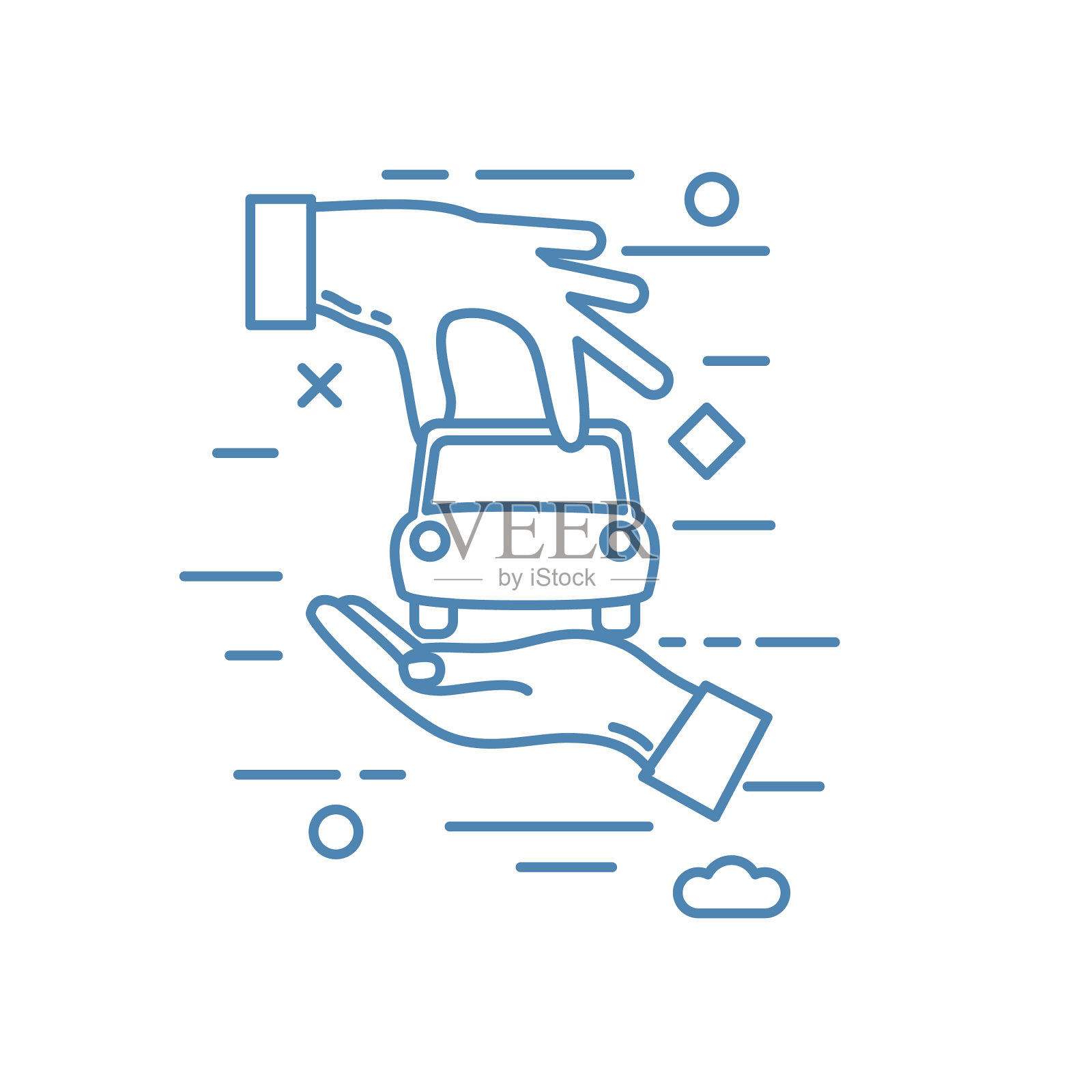 细线图标拼车共享图标集插画图片素材