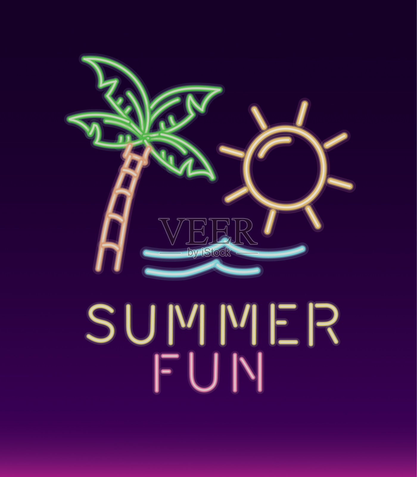 霓虹招牌热带夏日趣味设计插画图片素材