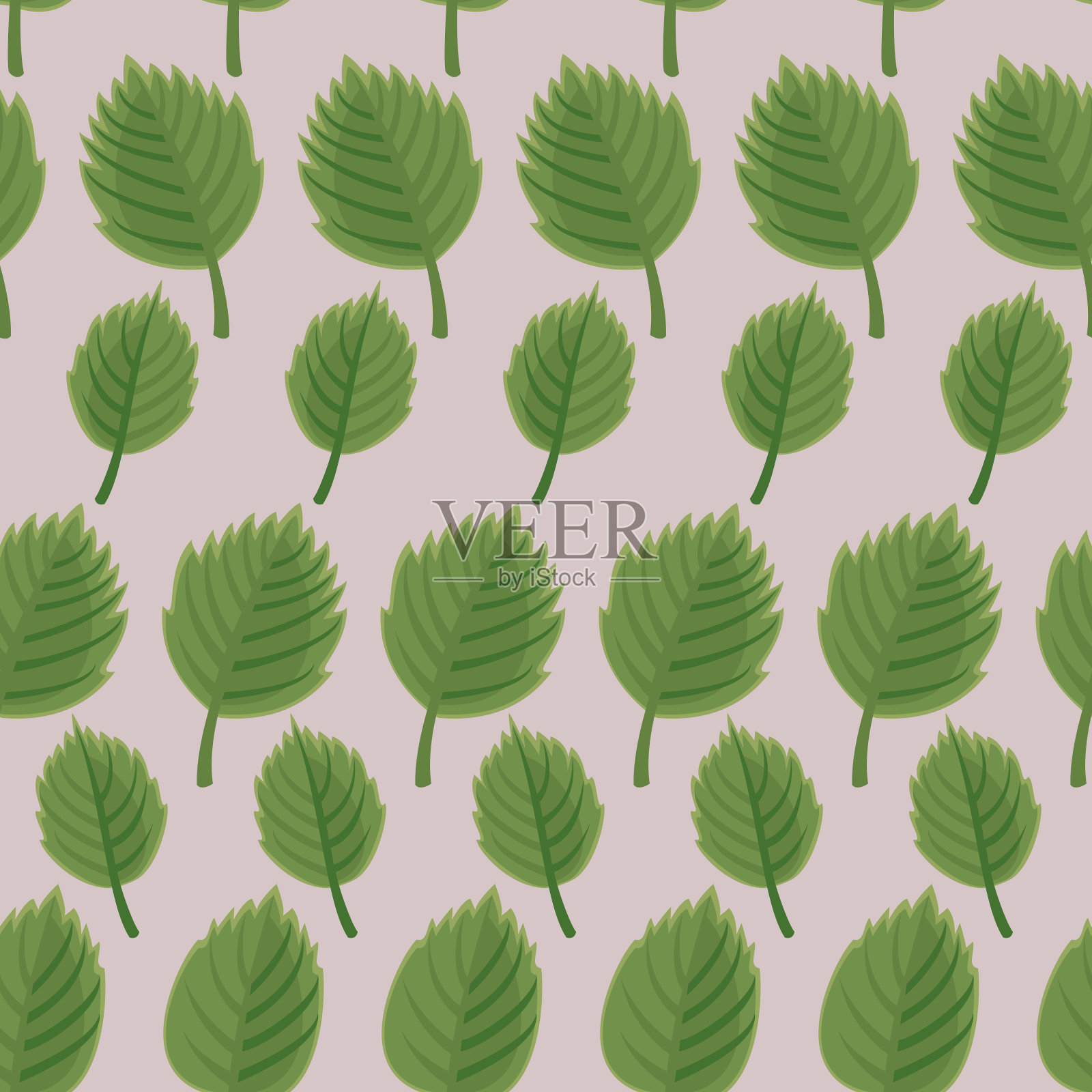 绿色的树叶。无缝模式。插画图片素材