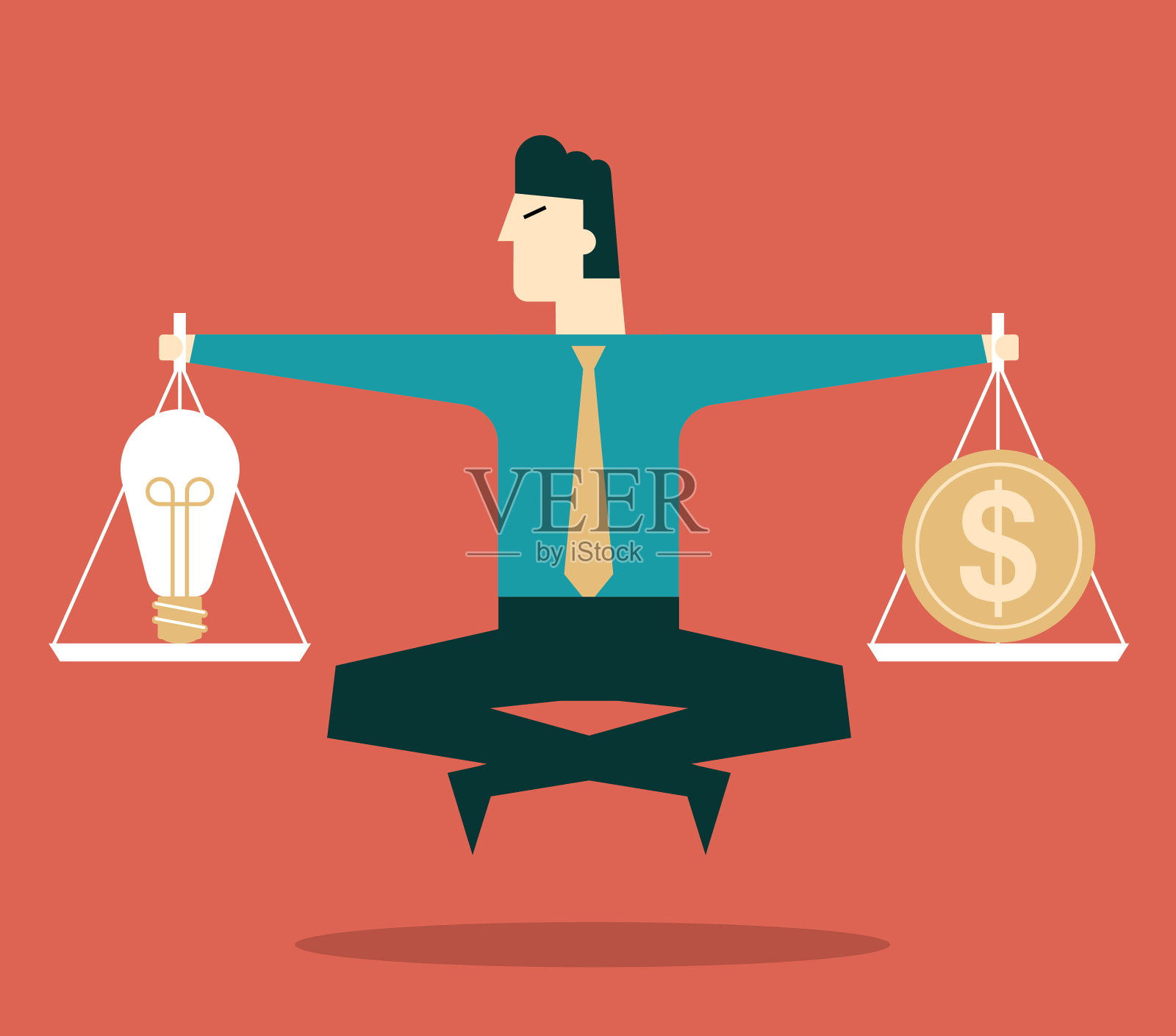 灯泡，金钱，平衡插画图片素材