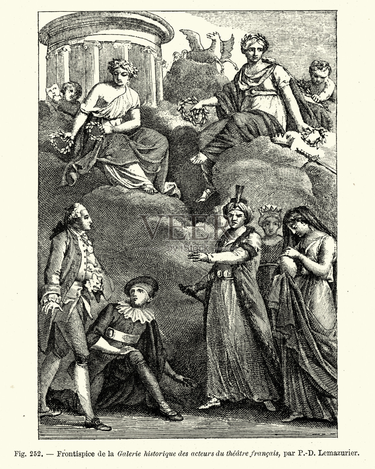 19世纪早期法国戏剧的演员插画图片素材