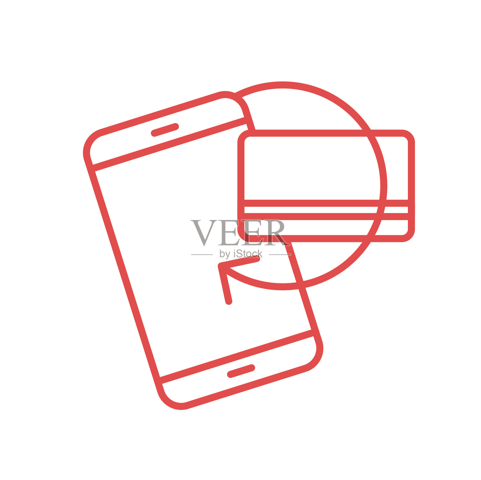 手机信用卡-细线电话图标插画图片素材