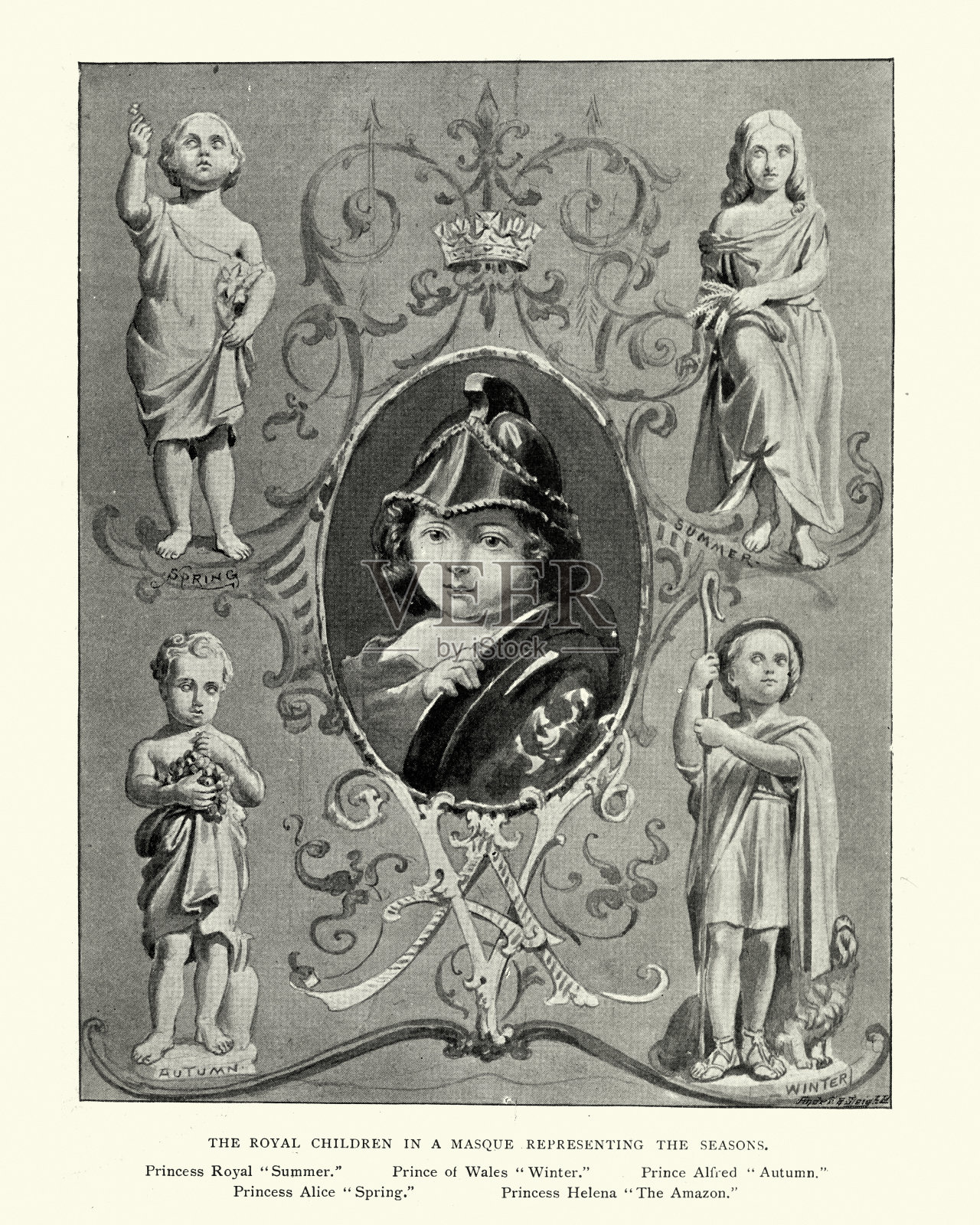 维多利亚女王和阿尔伯特王子的孩子插画图片素材