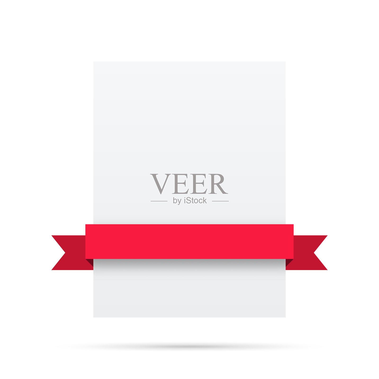 空白白色标签上的红丝带-设计元素插画图片素材