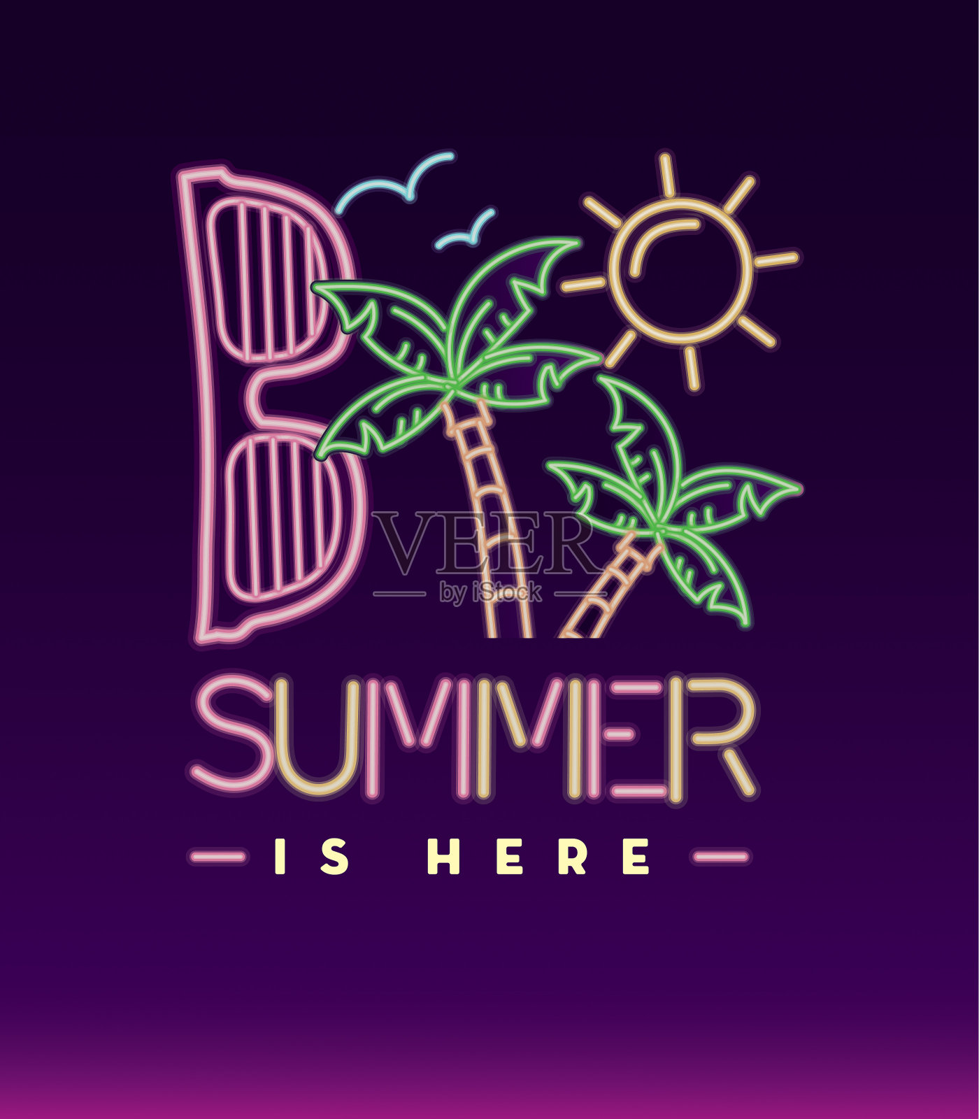 霓虹招牌热带夏日趣味设计插画图片素材